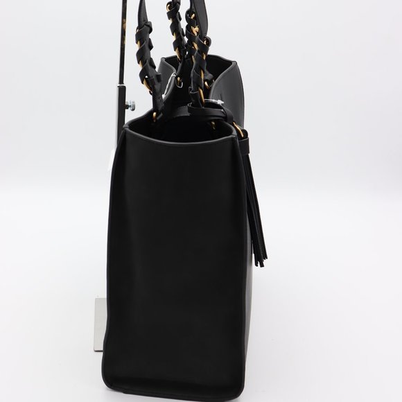 Tory Burch Brooke Black Leather Tote Shoulder Bag - Picture 3 of 7